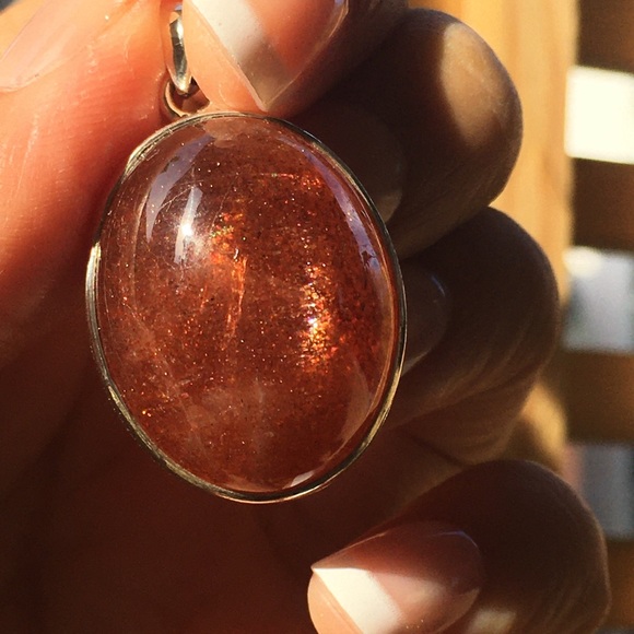 HIGH QUALITY Genuine Sunstone Pendant - 925 Silver - Large Stone - Picture 8 of 11